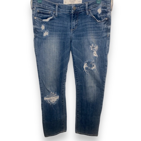 ABERCROMBIE & FITCH A&F VTG Y2K Perfect Stretch Distressed Low Rise Jeans 2/W26 - Picture 1 of 10